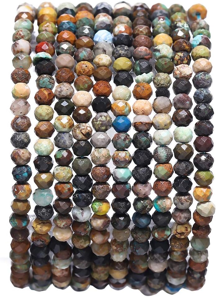 Faceted Natural African Turquoise Stone Rondelle 3x4mm Loose Semi Gemstone Beads for Jewelry Making