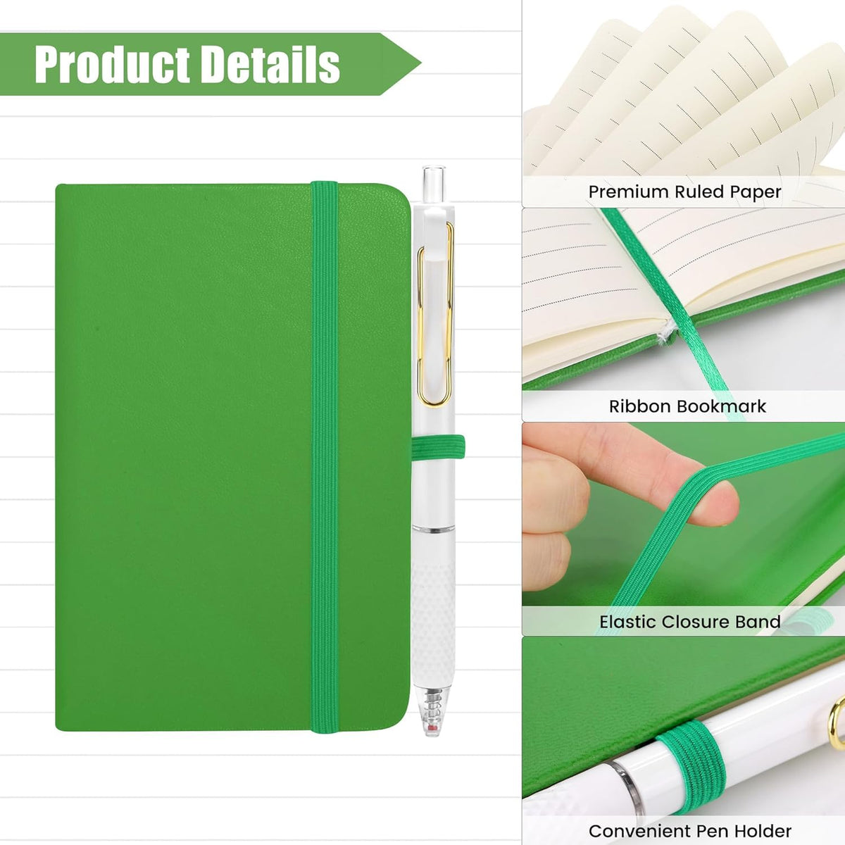 Aneco 50 Sets Pocket Notebook Journals with Pens, A6 Mini Hardcover PU Leather Lined Notebooks 3.5