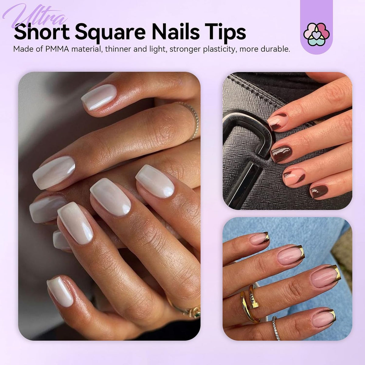 SAVILAND Gel Nail X Kit Short Square - Nail Drill Kit 500 PCS Natural False Nail Tips For Press On