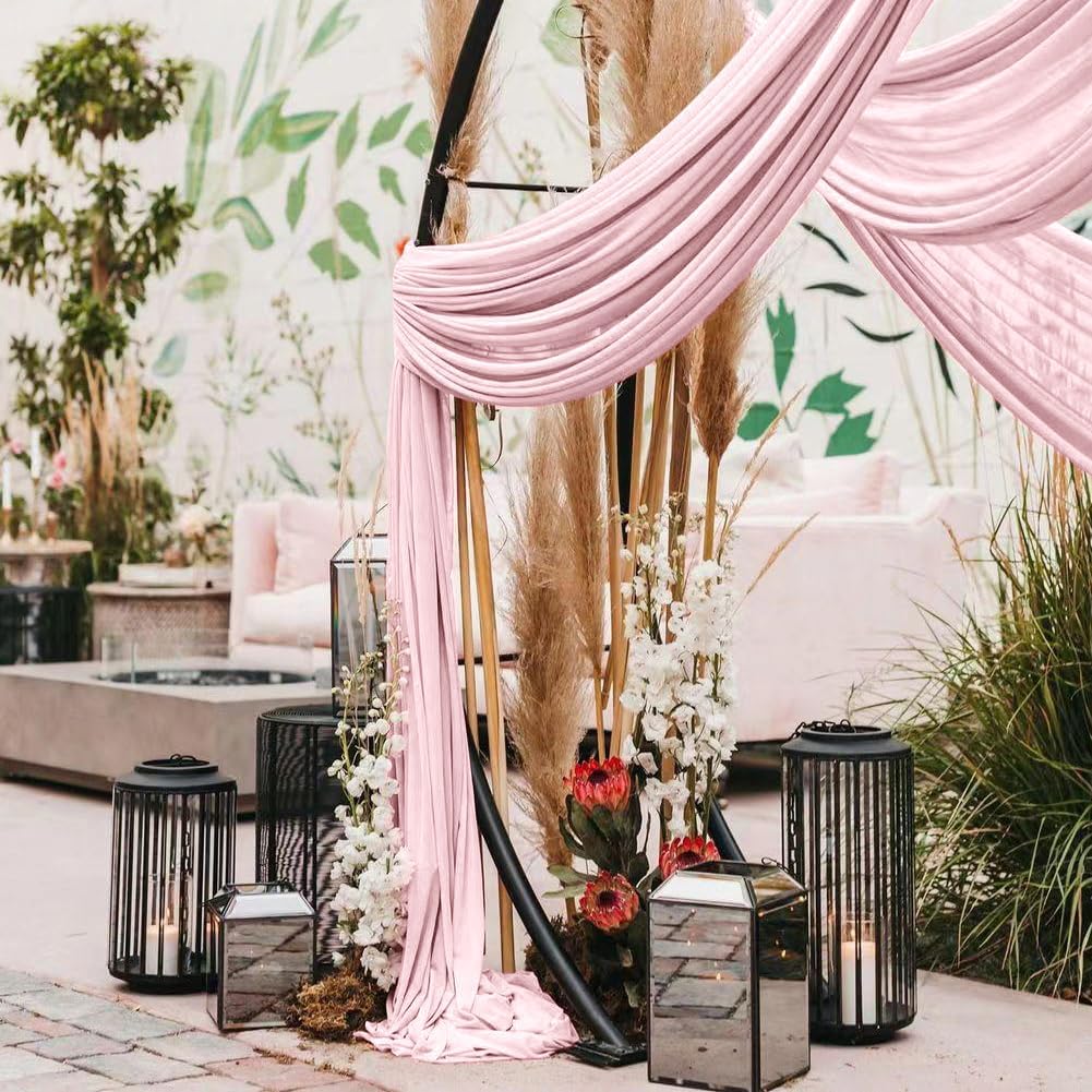 Wedding Arch Draping Fabric 2 Panels 30'' x 18FT Blushing Pink Sheer Chiffon Arch Drapery for Photo
