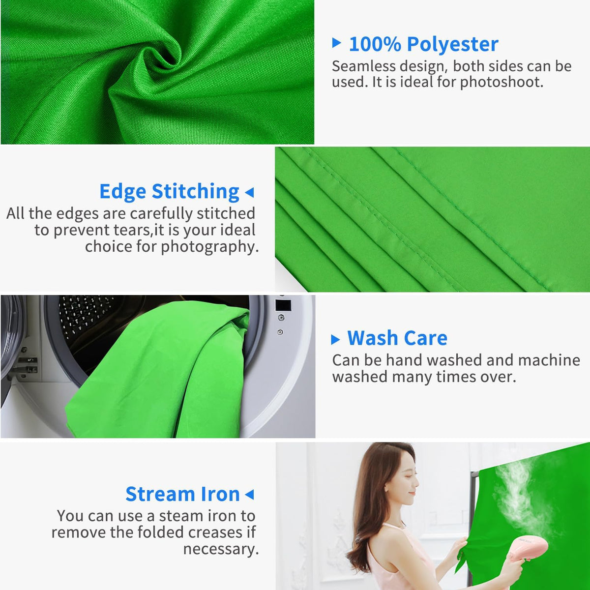 HEMMOTOP Green Screen Backdrop, 5x6.5 ft Photography Chroma Key Greenscreen Background Sheet for