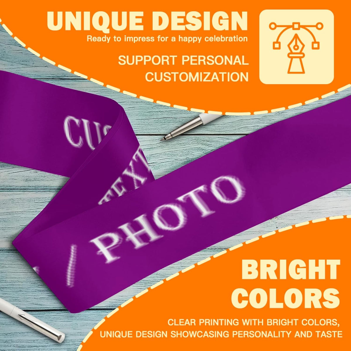 Custom Sash,Personalized Birthday Sash with Text Photo,Customized Bachelorette Sash Quote Sash