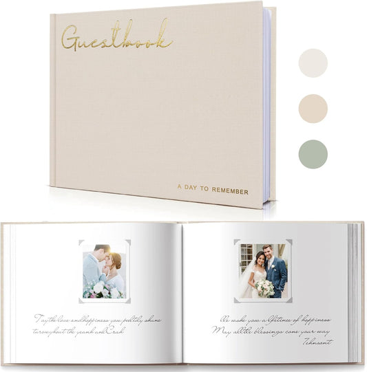 Elegant Linen Wedding Guset Book - Polaroid Guest Book for Wedding Reception,Baby Shower,Bridal