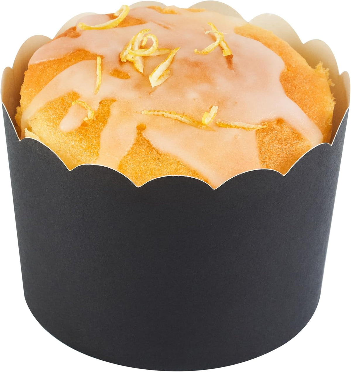 Panificio 10 Ounce Cupcake Wrappers, 200 Scalloped Baking Cups - Oven-Ready, Greaseproof, Black