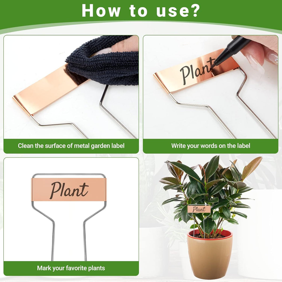 80 Pcs 10" High Plant Labels, Include 40 Copper Metal Plant Tags and 40 Weatherproof Garden