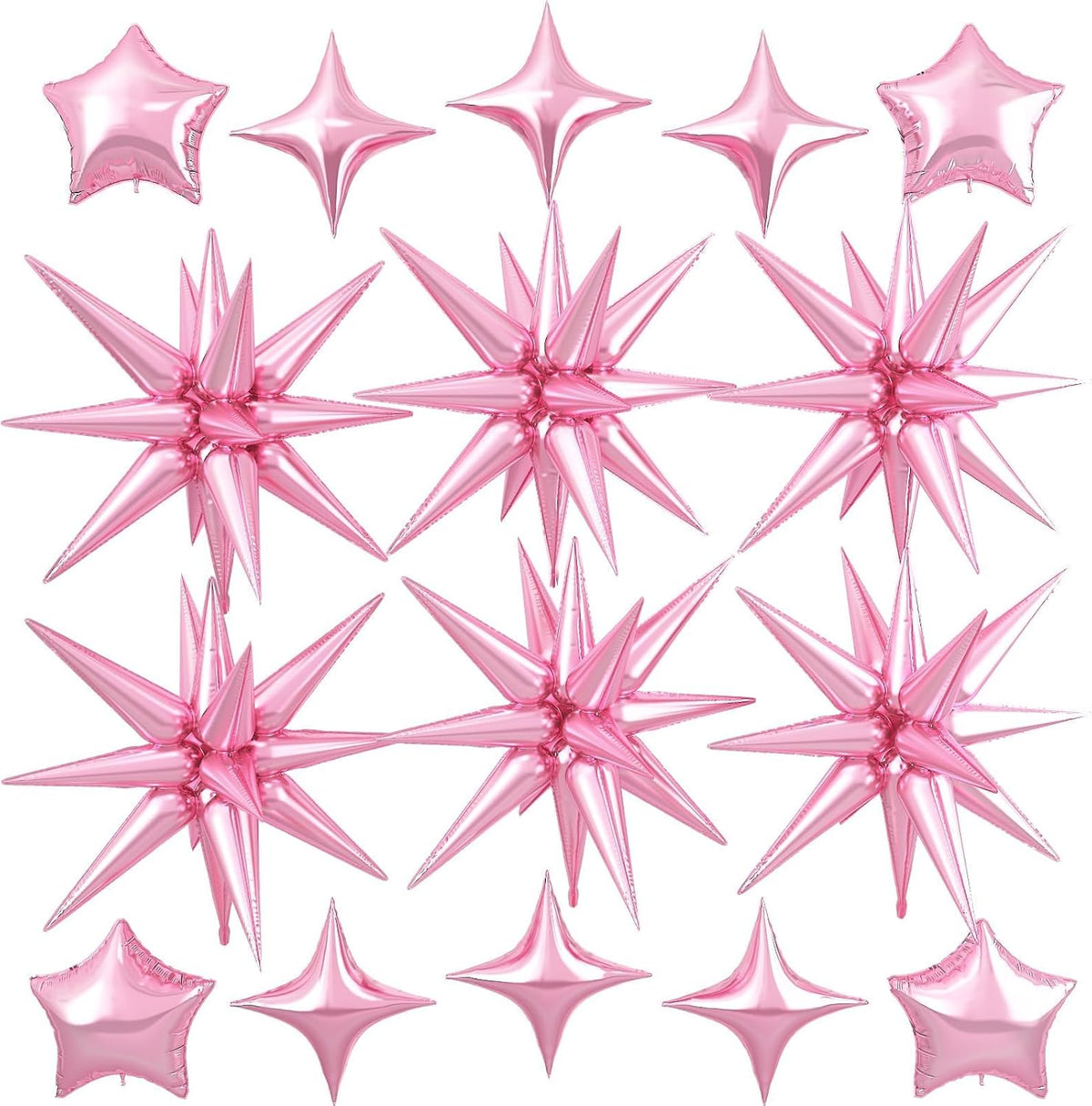 Pink Star Balloon,16Pcs Light Pink Star Foil Balloons Set with 22Inch Explosion Spike Cone Balloons