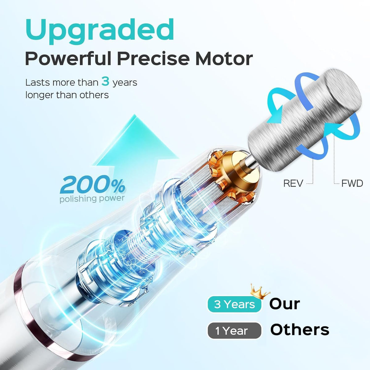 COSLUS Cordless Electric Nail Drill File: Nail Drill Machine with Stepless Speed Knob for Acrylic