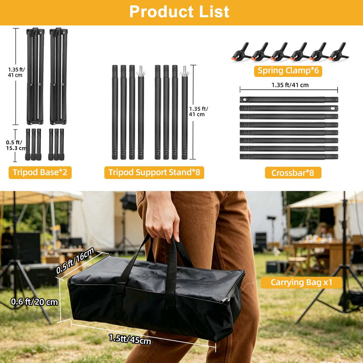 Backdrop Stand 10x7ft(WxH)- 7 Widths Photo Studio Adjustable Background Stand Support kit with