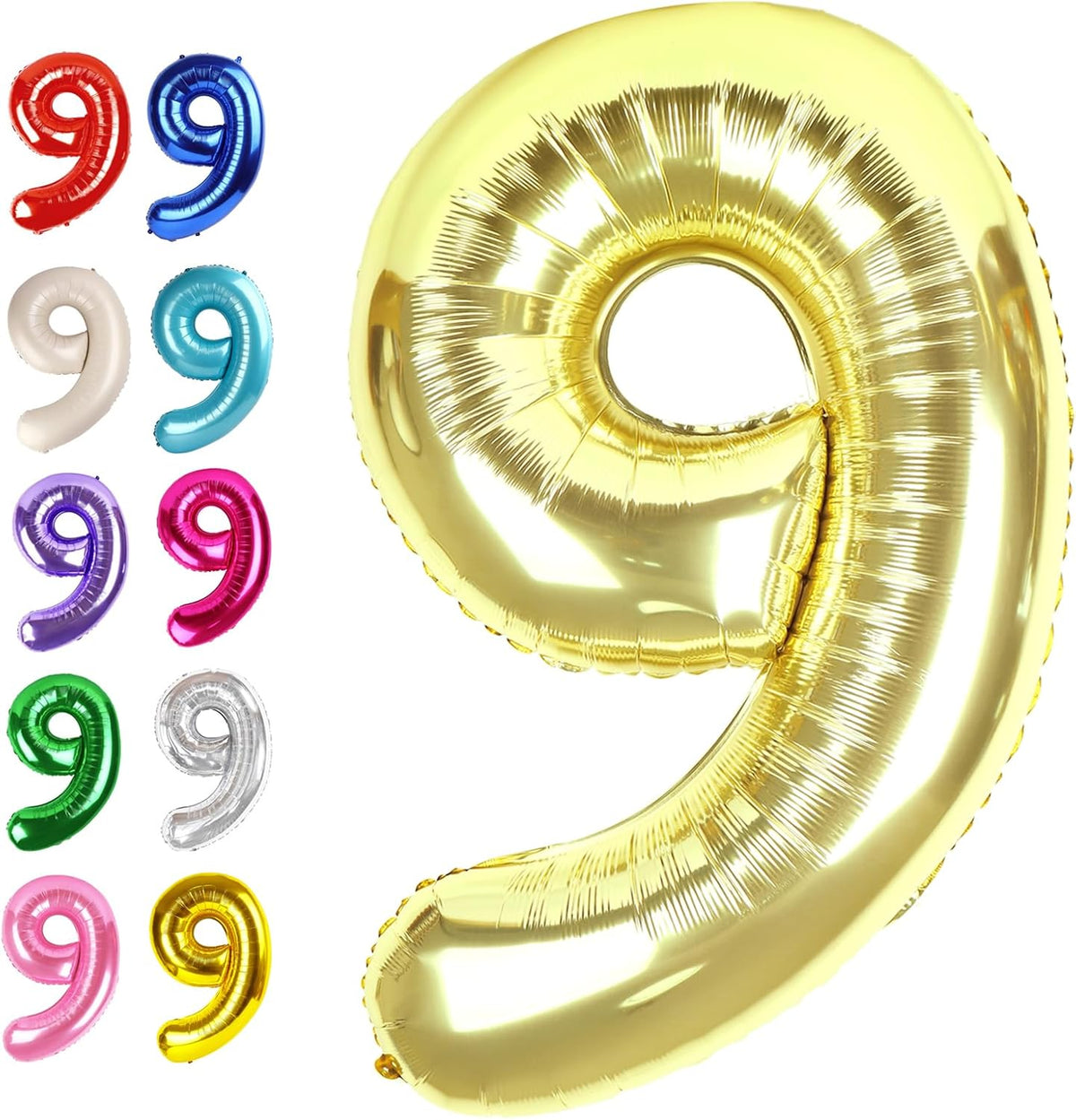 Big Light Gold 40 Inch 9 Balloon Number, Jumbo Giant 9th 19 29 39 49 99 Birthday Party Decorations