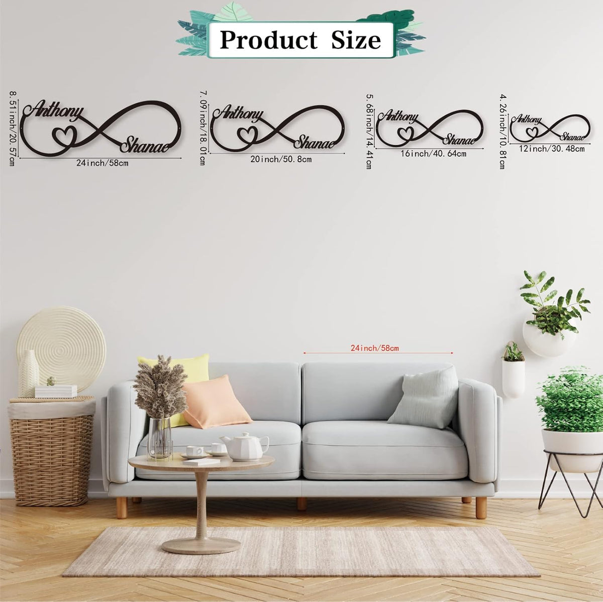 Personalized Infinity Symbol, Metal Love Sign, Custom Family Name Established Date, Metal Wall Art