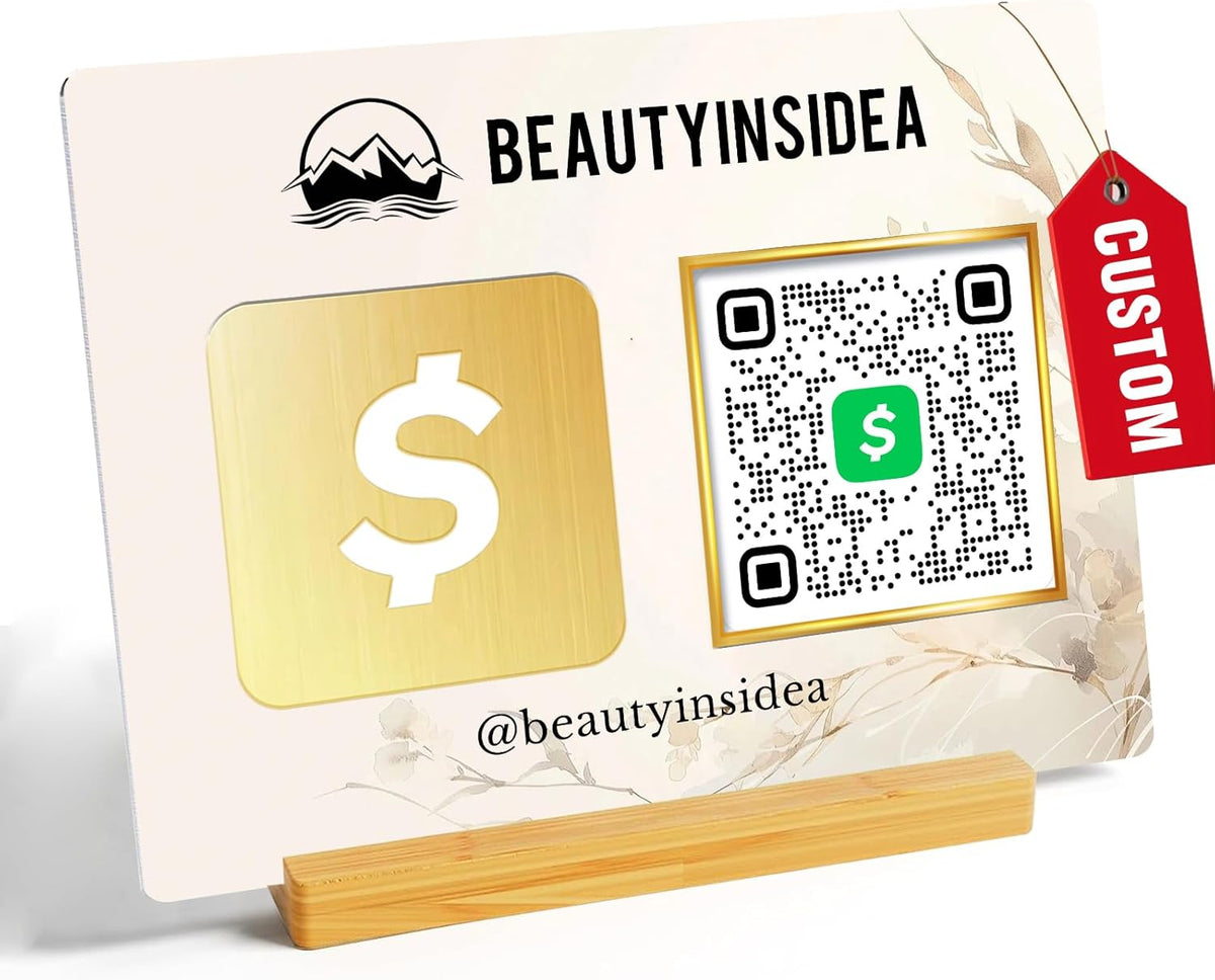 Personalized Custom Metal QR Code Sign Venmo Cashapp Scan to Pay with Stand Instagram Facebook
