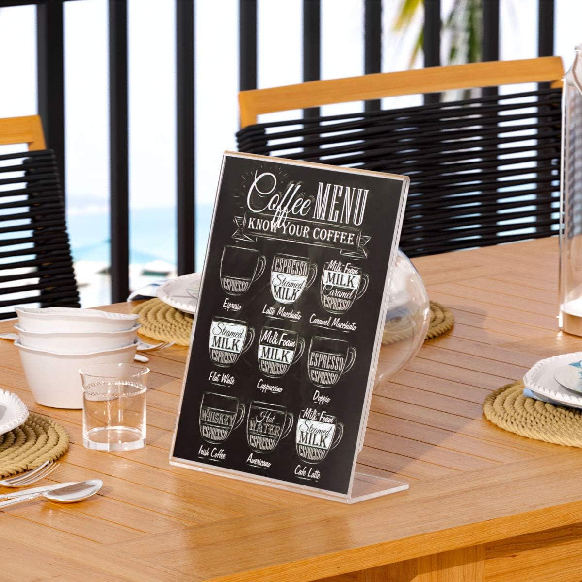 NIUBEE 6Pack Slant Back Acrylic Sign Holder 5x7 inches, Clear Vertical Picture Frames Frames