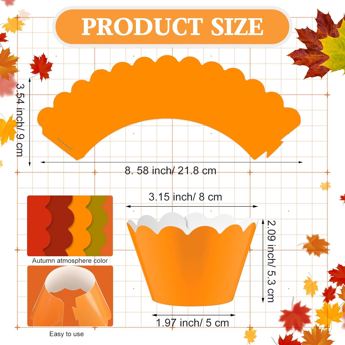 Domensi 100 Pcs Fall Cupcake Wrappers Rustic Cupcake Liners Thanksgiving Baking Cups Baking Liners