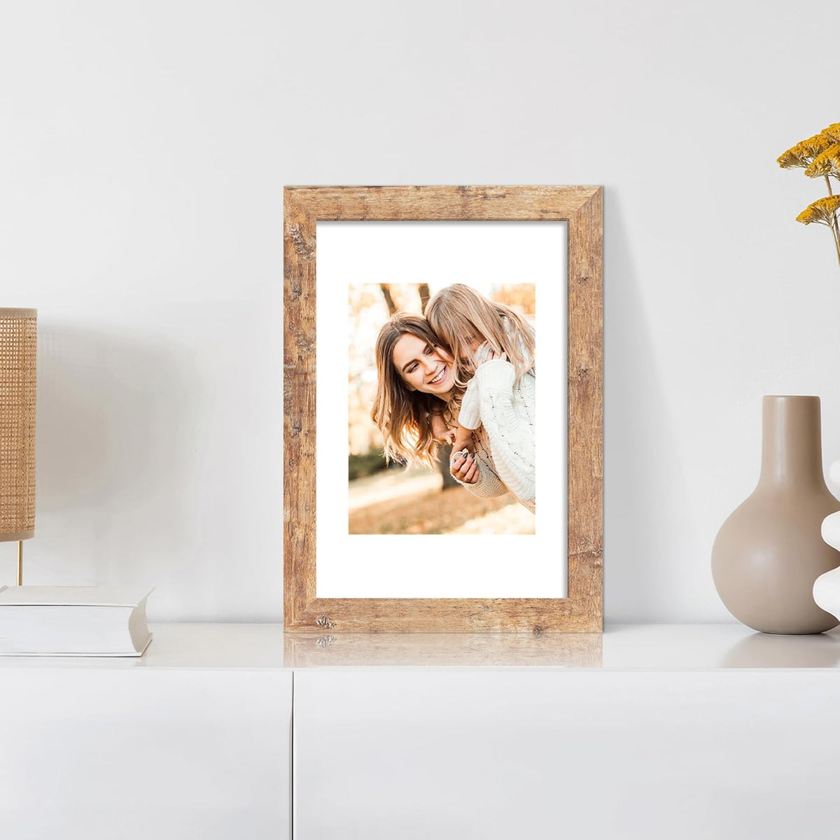 8x12 Picture Frame Set of 4 with High Definition Real Glass, Display 6x8 Pictures with Mat or 8 x