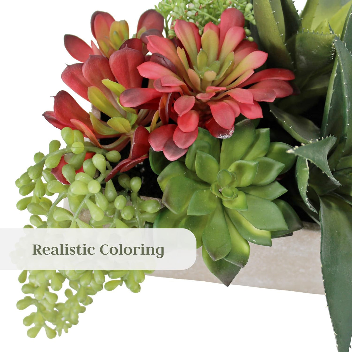 Oblong Faux Succulent Arrangement, 27" Premium Artificial Indoor Plant Enhances Interior Design