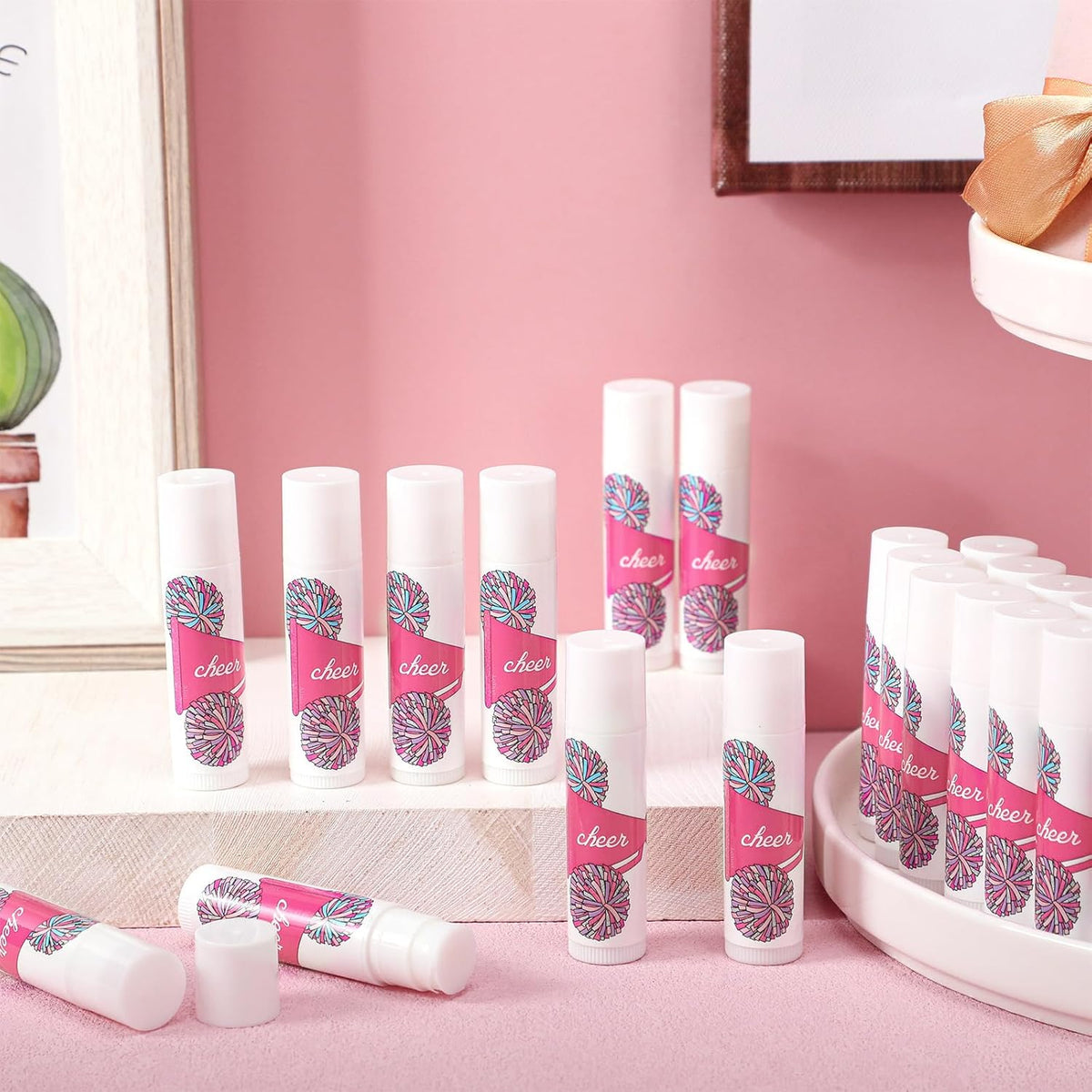 24 Pcs Cheer Lip Balm Cheer Teams Camp Gifts Pom Pom Leaders Party Favors Gear Lip Balm Mom Gift