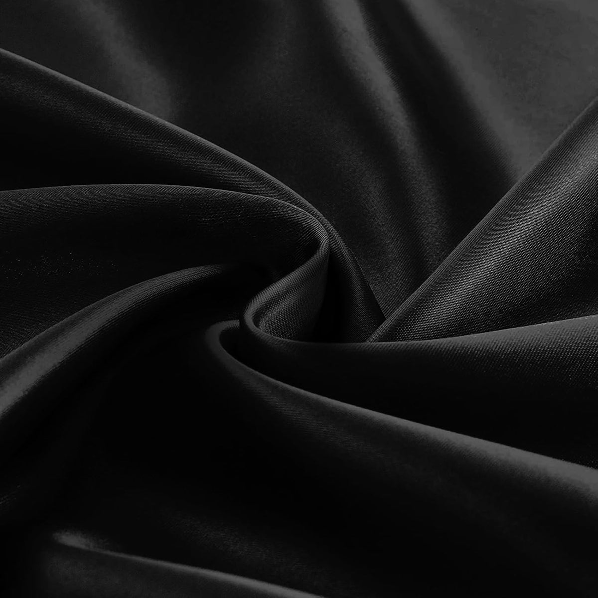 KKJIAF 1 Pack 60 Inch / 5ft Round Table Cloth, Black Overlay Round Satin Table Cover, Silky Satin