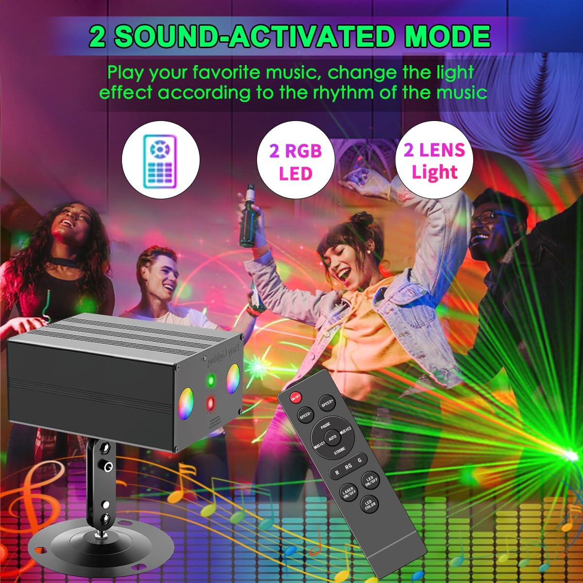 Party Lights,Disco DJ Strobe Light Rave Stage Projector Effect Dance Club Light Sound Activated