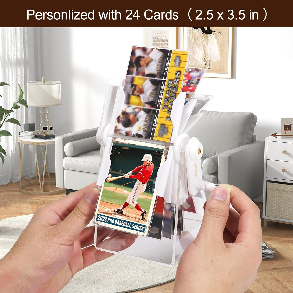 24-Slot Card Flip Book Display Stand,Trading Card Holder with Clear Protector for Gaming Cards