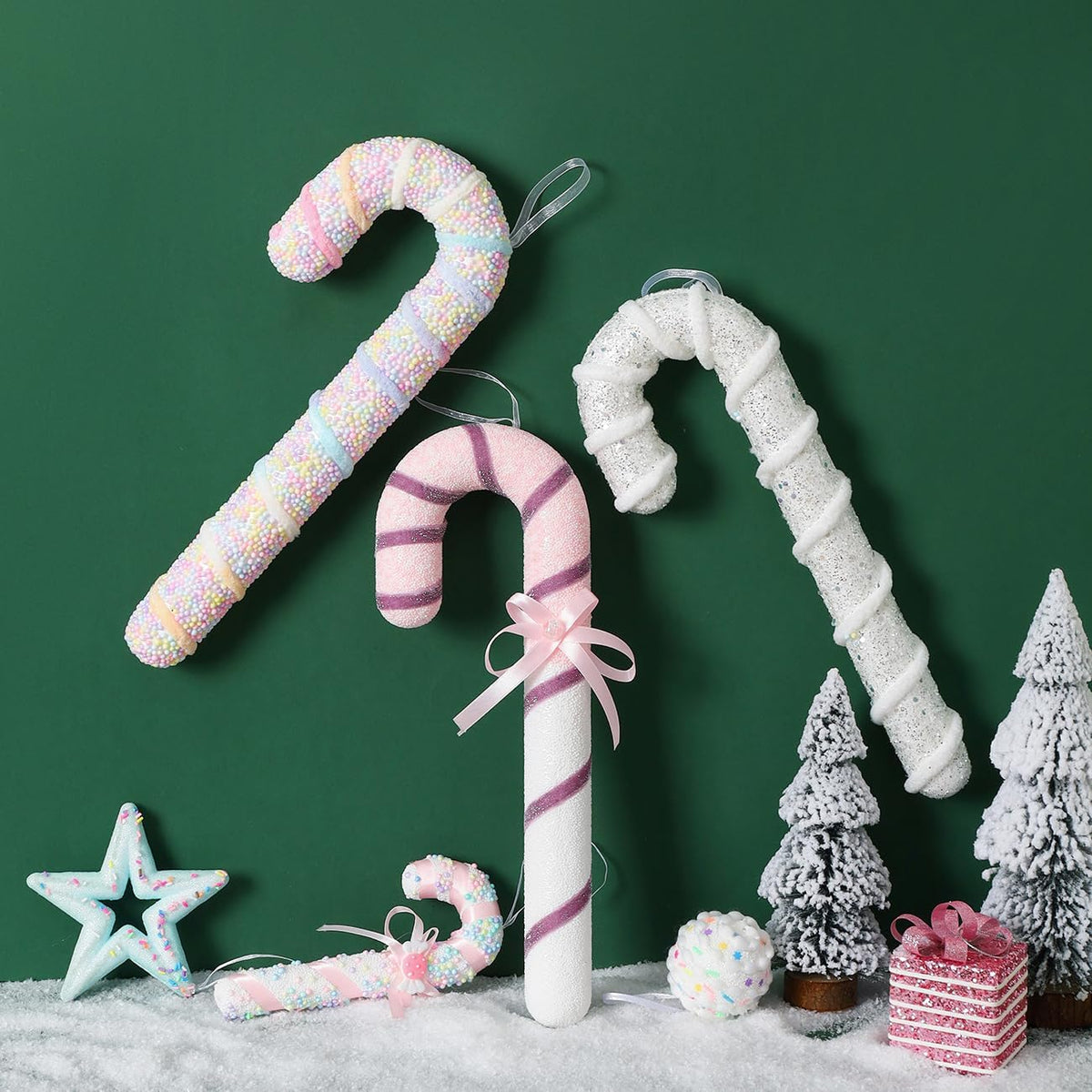 LANGXUN 6pcs Candy Land 2025 Xmas Birthday Party Wedding Suppiles Decoration, Hanging Candy Cane