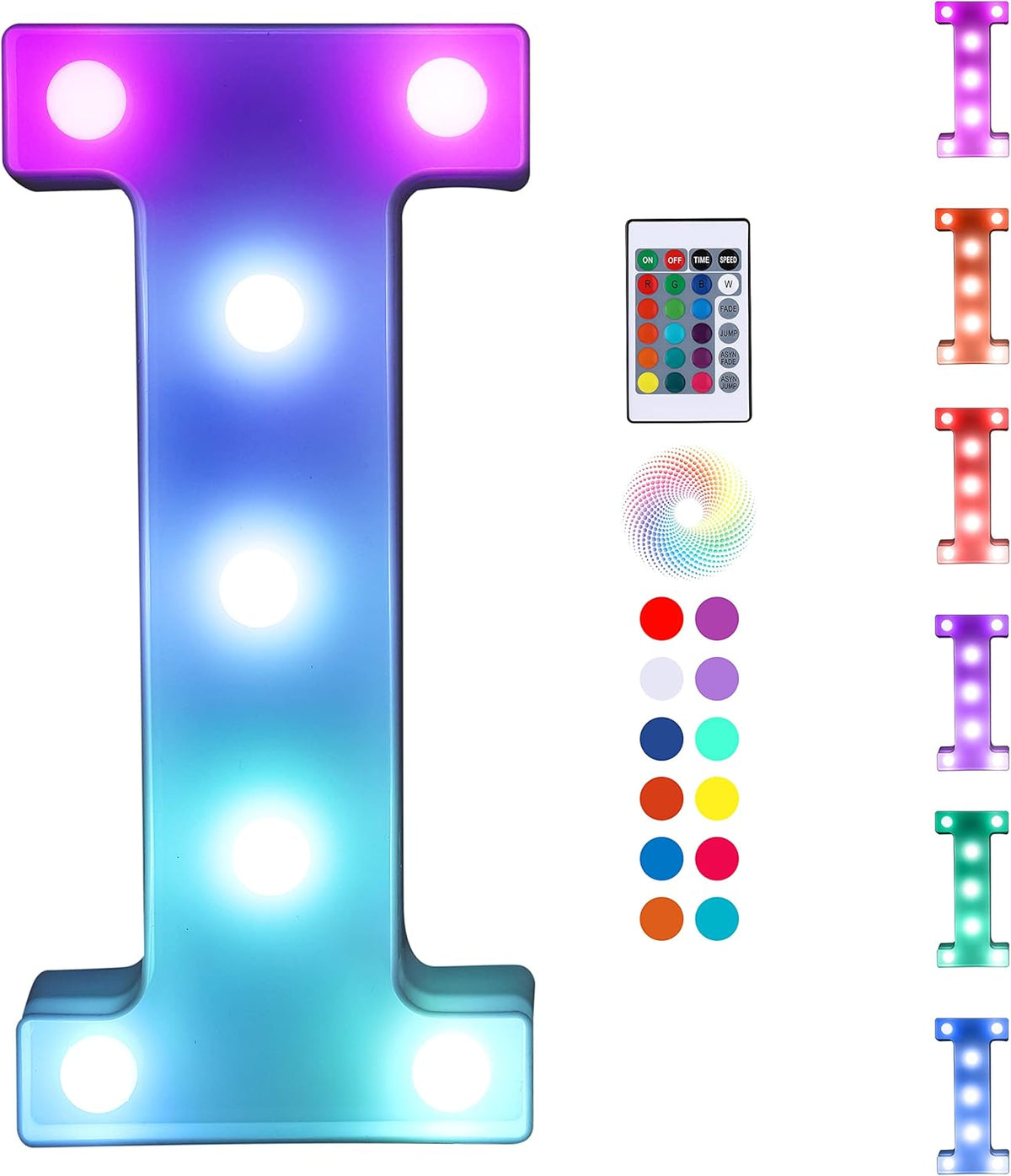 Foaky Colorful LED Letter Lights with Remote,Marquee Light Up Letters Sign for Night Light