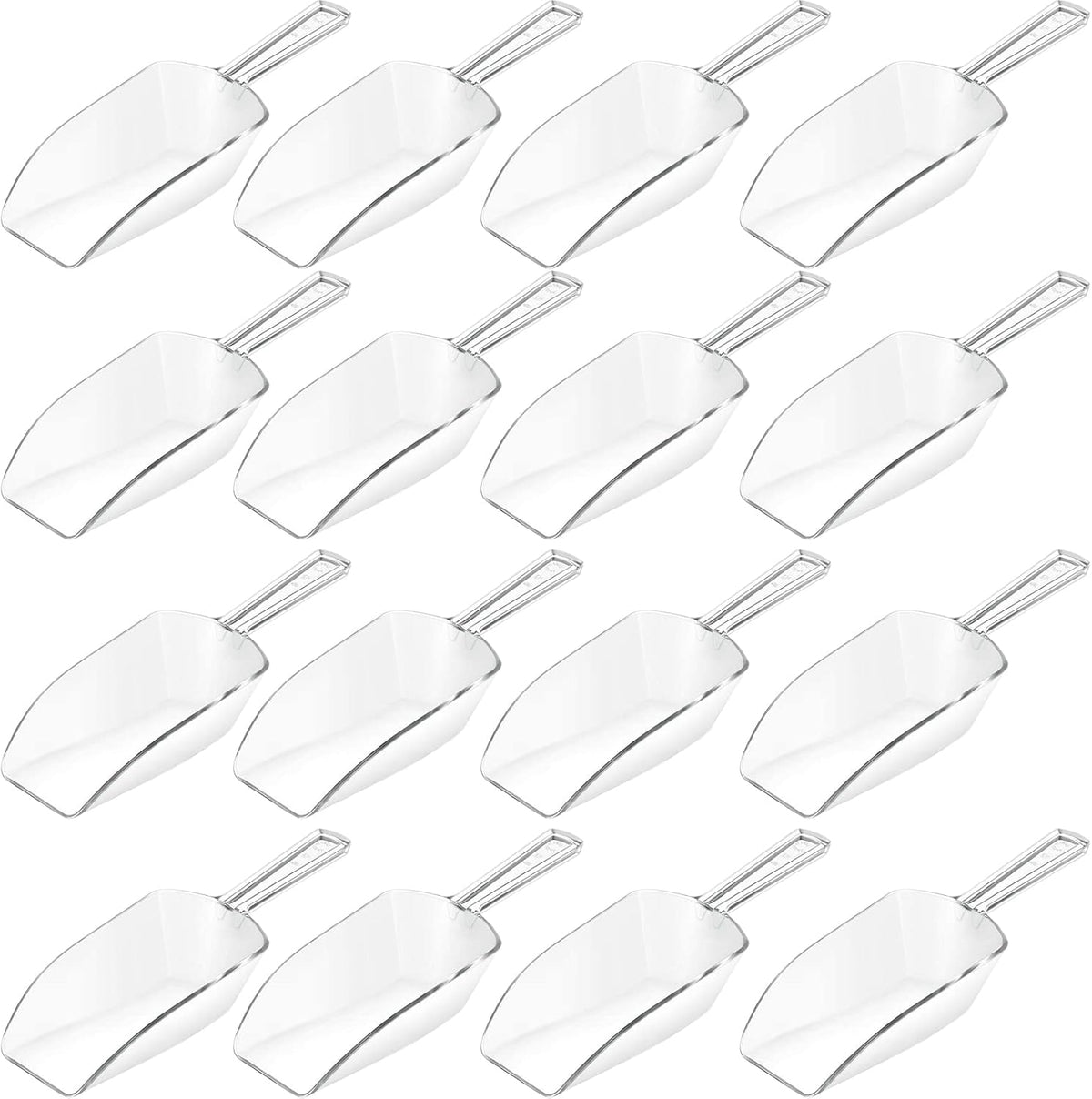 Hestya 16 Pcs Christmas Multi Purpose Clear Plastic Scoops for Candy Buffet Acrylic Kitchen Ice