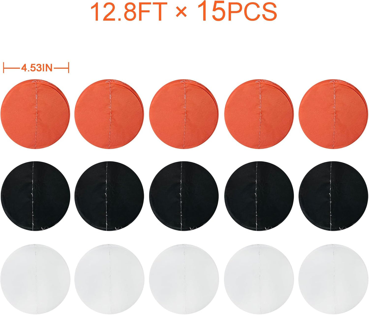 192 Ft Orange Black White Party Decorations Polka Dots Garland Streamer Backdrop for Halloween Fall