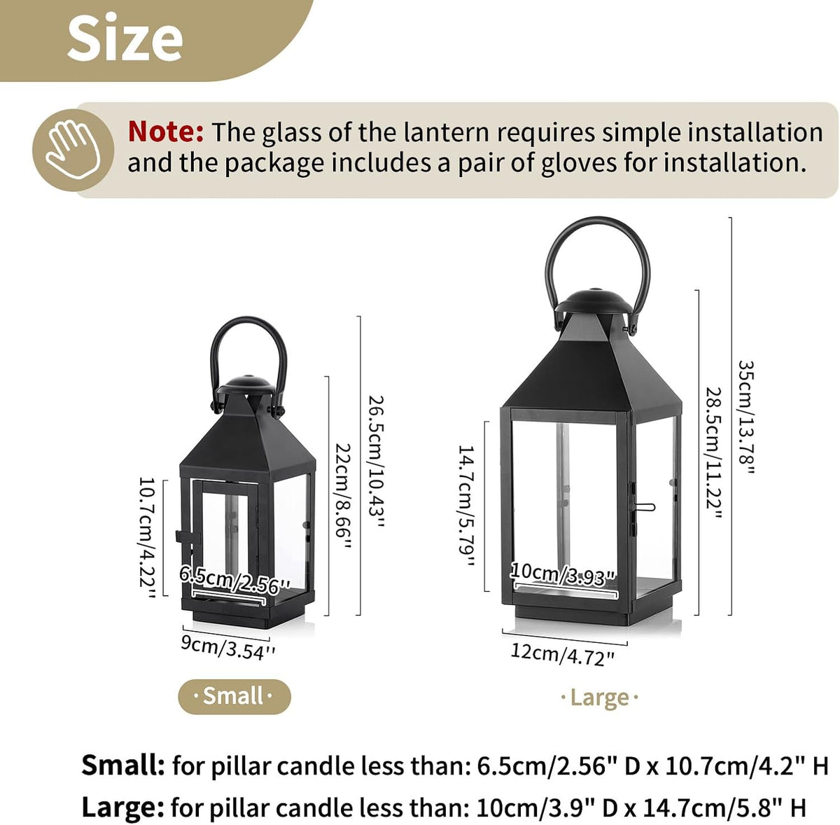 Nuptio Garden Lanterns for Pillar Candles Tall Vintage Style Metal Candle Holder Halloween Hanging