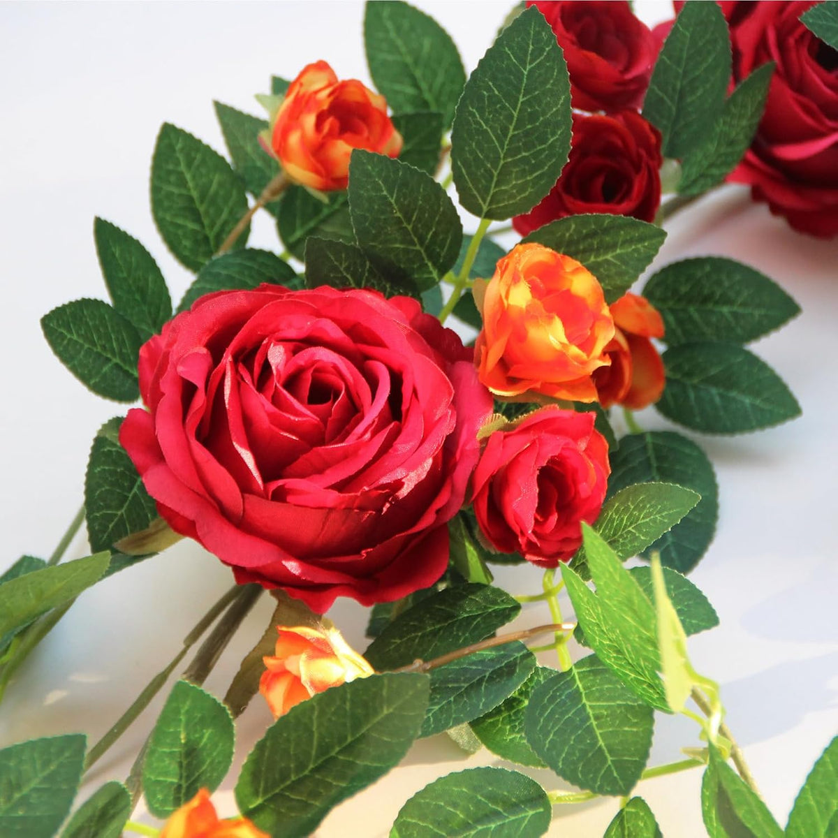 6FT Bendable Flower Garland, Artificial Rose Vine Hanging Floral Garland Decoration for Weding Home