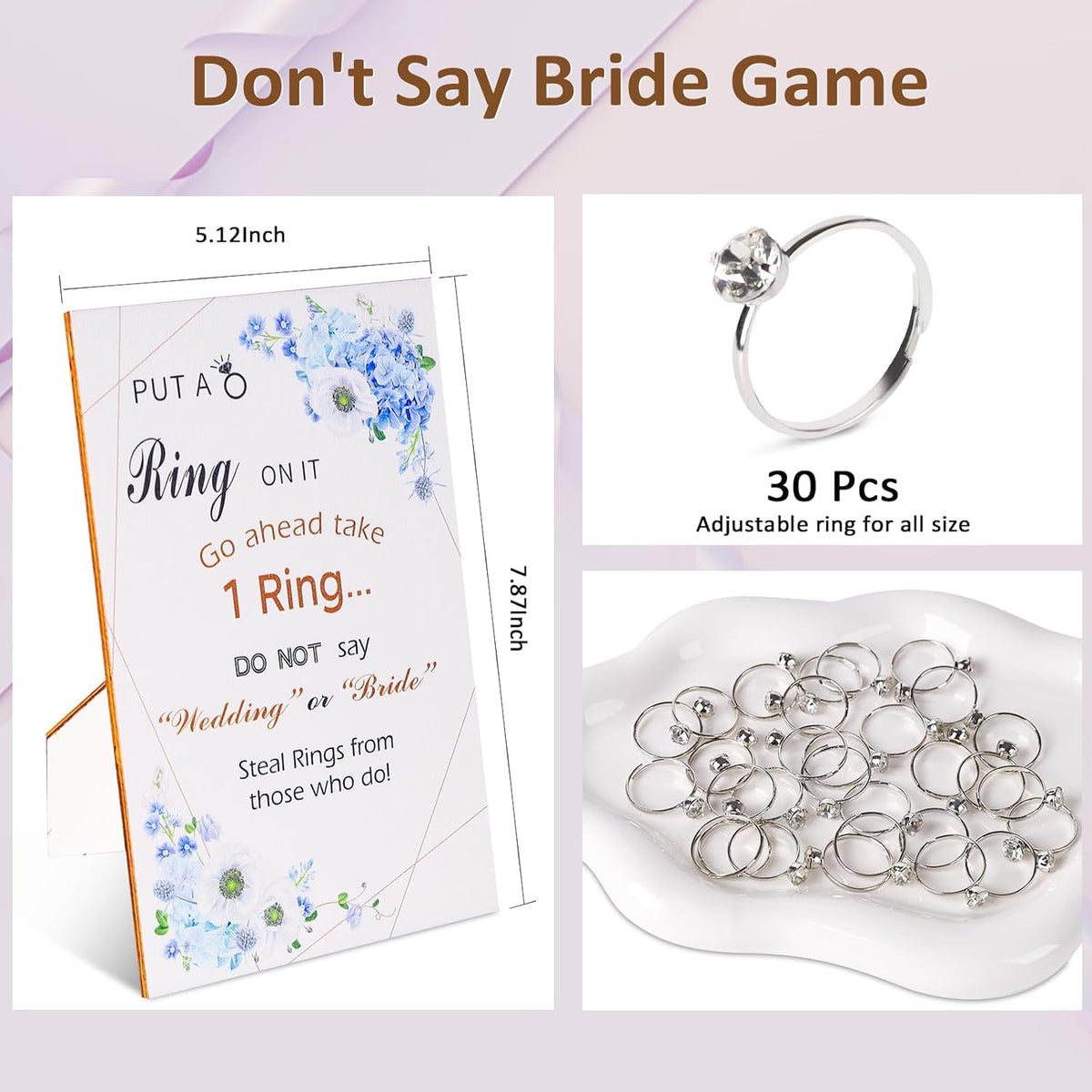 30 Set Bridal Shower Games for guests, Guess the Dress and Ring Wedding Shower Games for Guests