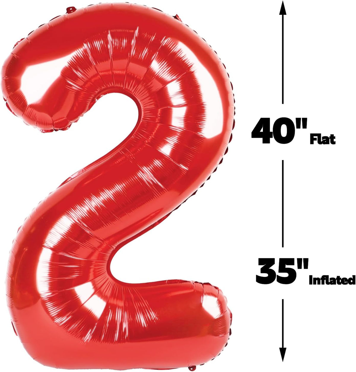 40 Inch Big Red Number 2 Balloon Birthday Decoration, Number 2 Helium Balloon 12 20 22 23 24 26 28