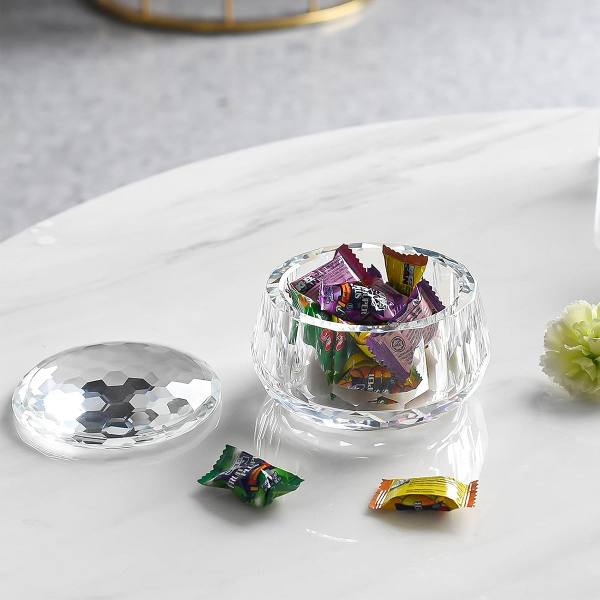 Crystal Jewelry Jar with Lid, Crystal Wedding Candy Buffet Jar, Home Decoration Party Cotton Swab