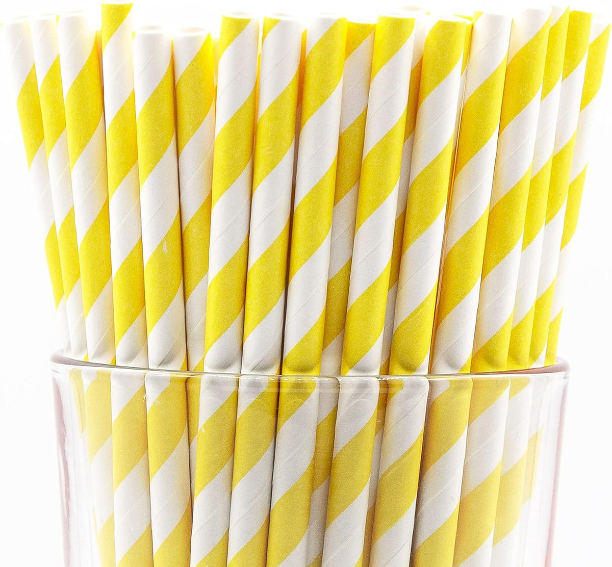 Pack of 900 Yellow Swirls Biodegradable 4-Ply Paper Drinking Straws (Compostable, Non-toxic