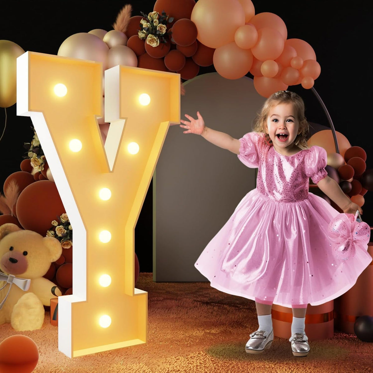 imprsv 3FT Block Marquee Letters, Light Up Letters for Birthday Baby Shower Party Backdrop Decor