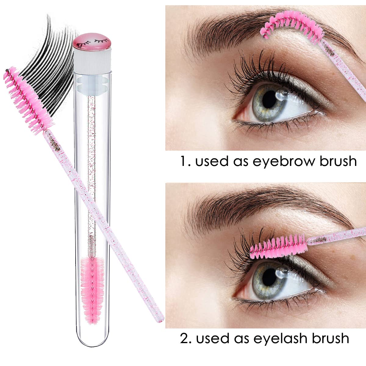 Mascara Wand Brushes Tubes Set-70 Pieces Disposable Eyelash Brushes Replacement with 20 Pieces