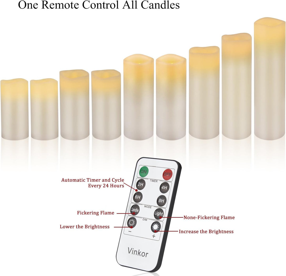 Vinkor Flameless Candles Battery Operated Candles Real Wax Pillar LED Candles with 10-Key Remote
