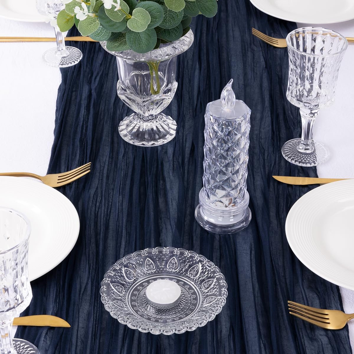 Navy Blue Cheesecloth Table Runner Fall Table Runner Boho Gauze 120 Inches Navy Cheese Cloth Fall