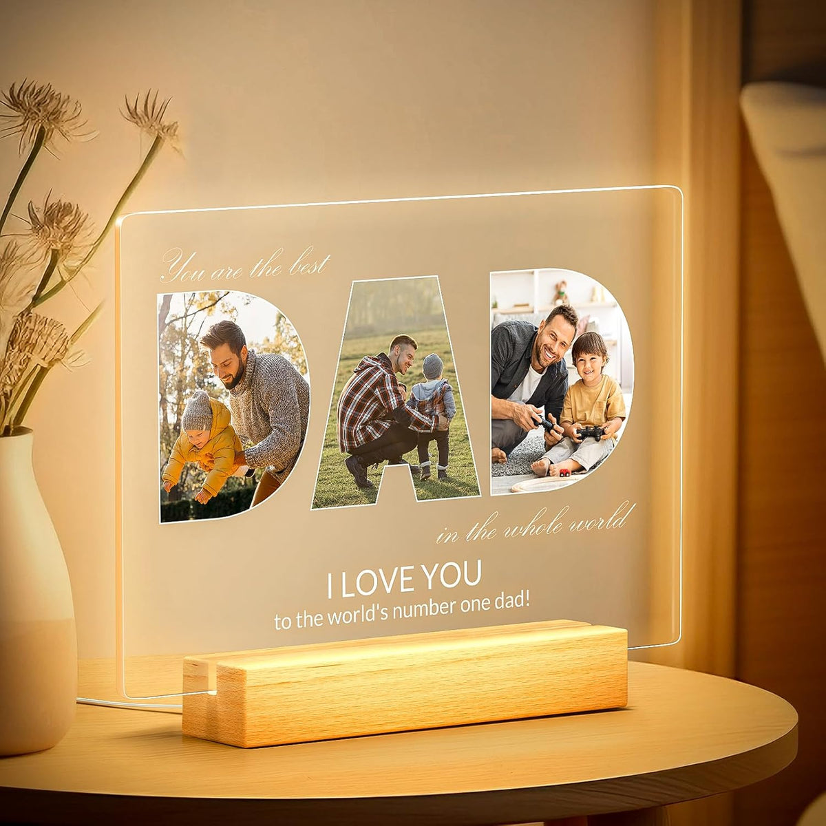 Personalized Gifts for Dad from Daughter & Son, Custom DAD Picture Frames with Photo, Customized