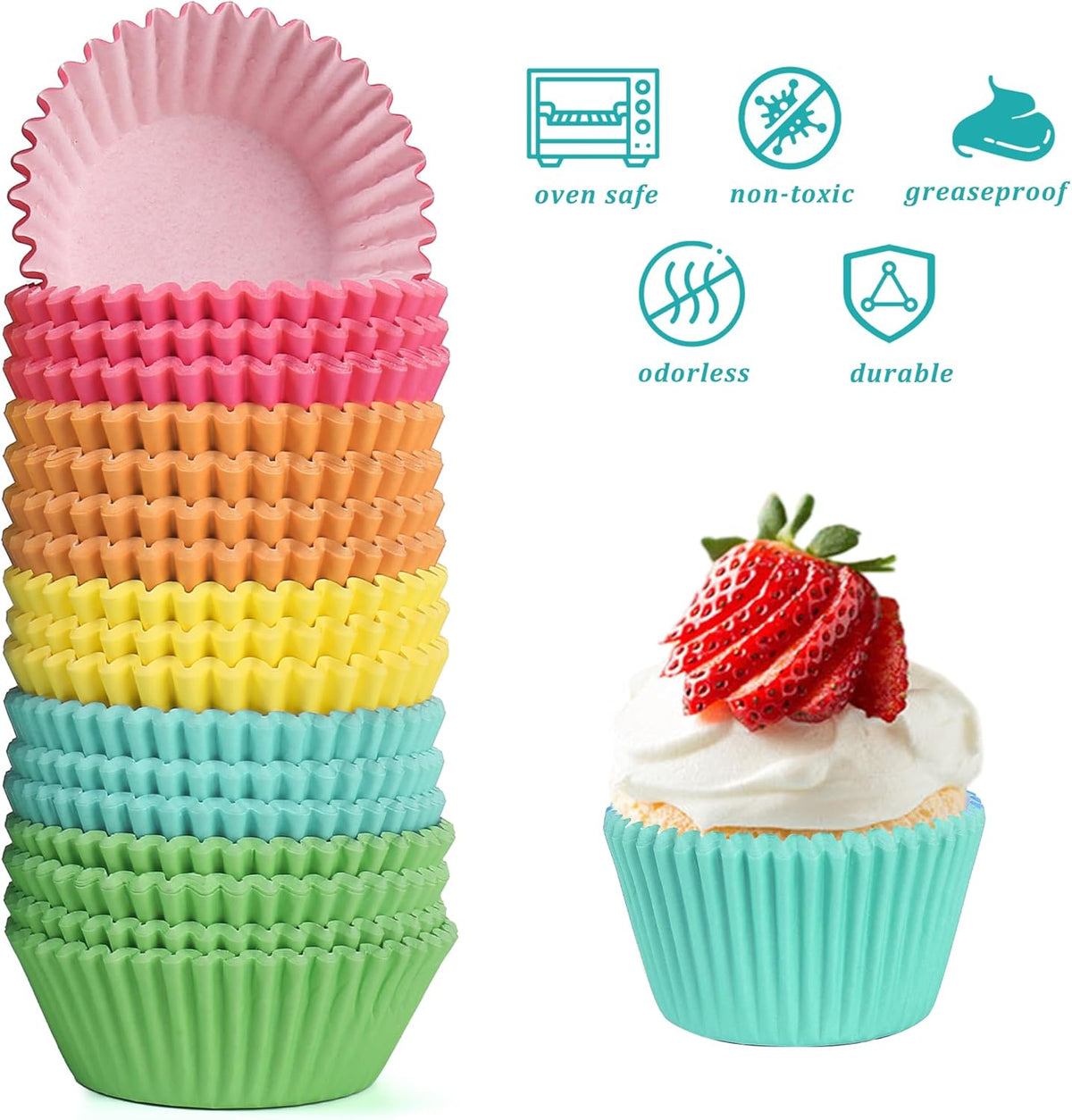 1.4 inch 1000-Count Mini Cupcake Liners Bright Colorful Muffin Baking Cups, Odorless,Baking Paper