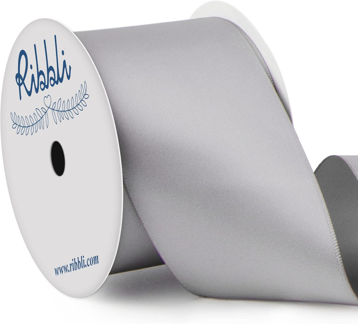 Ribbli Silver Double Faced Satin Ribbon, 2” x Continuous 10 Yards,Use for Bows Bouquet,Gift