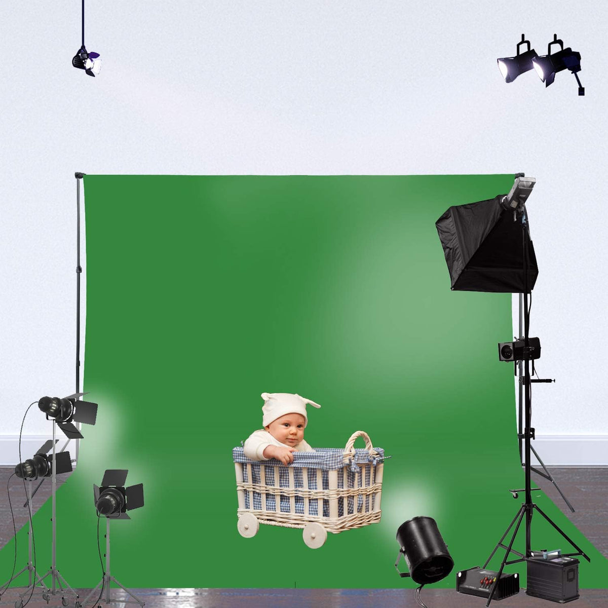 ISSUNTEX 6X9 ft Background Muslin Backdrop, Photo Studio, Collapsible High Density Screen for Video