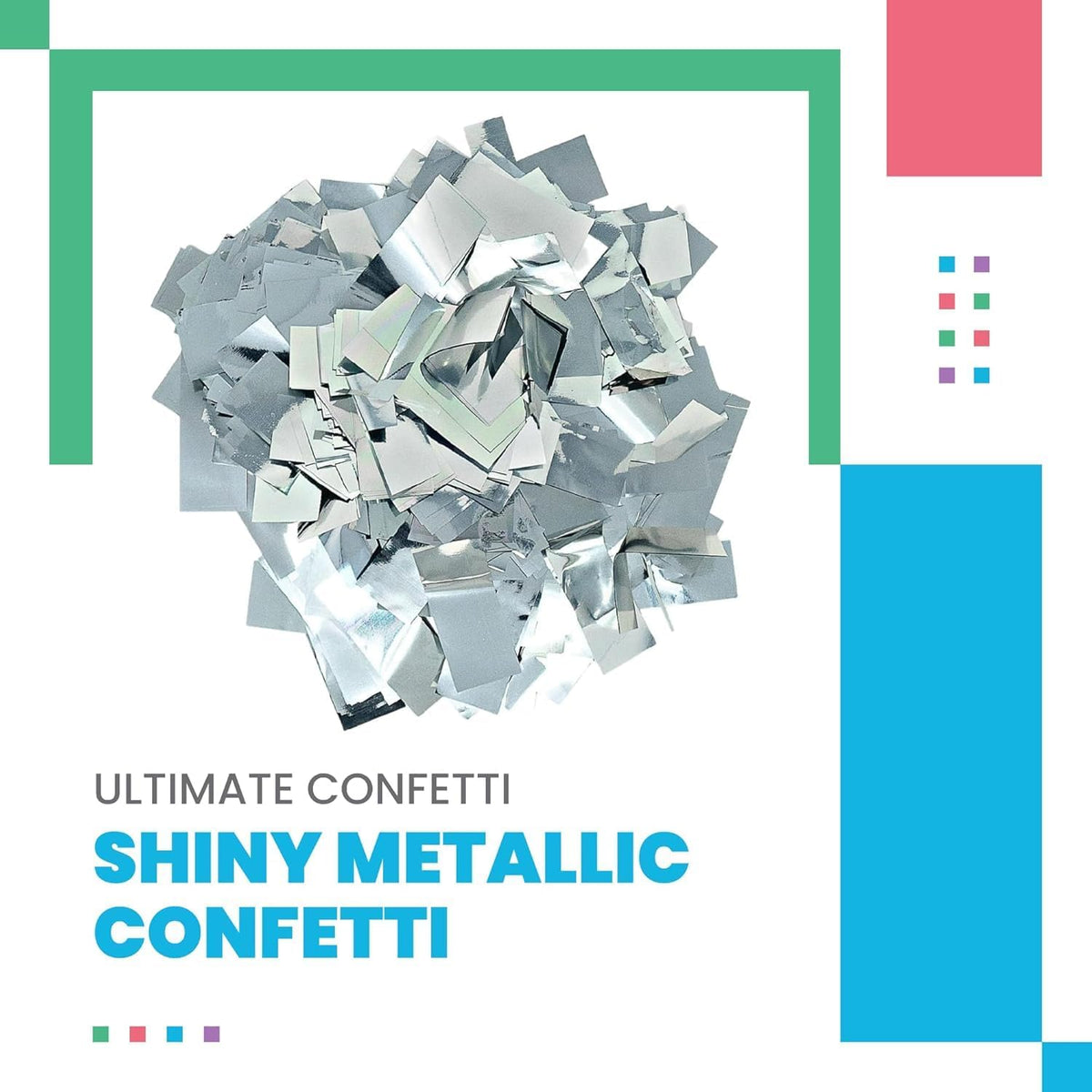 Rectangular Silver Mylar Shiny Foil Metallic Confetti for Cannon and Launcher use - Mother’s Day