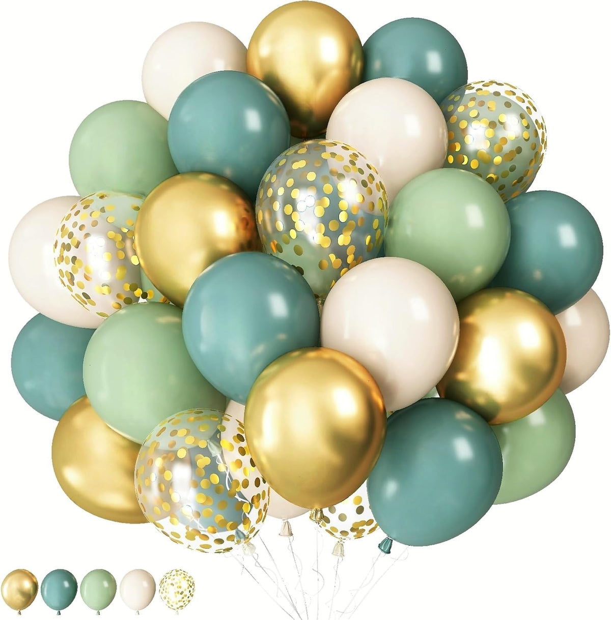 Dusty Blue Sage Green Balloon, 60PCS Pastel Olive Green Slate Blue Beige White Sand Balloon with
