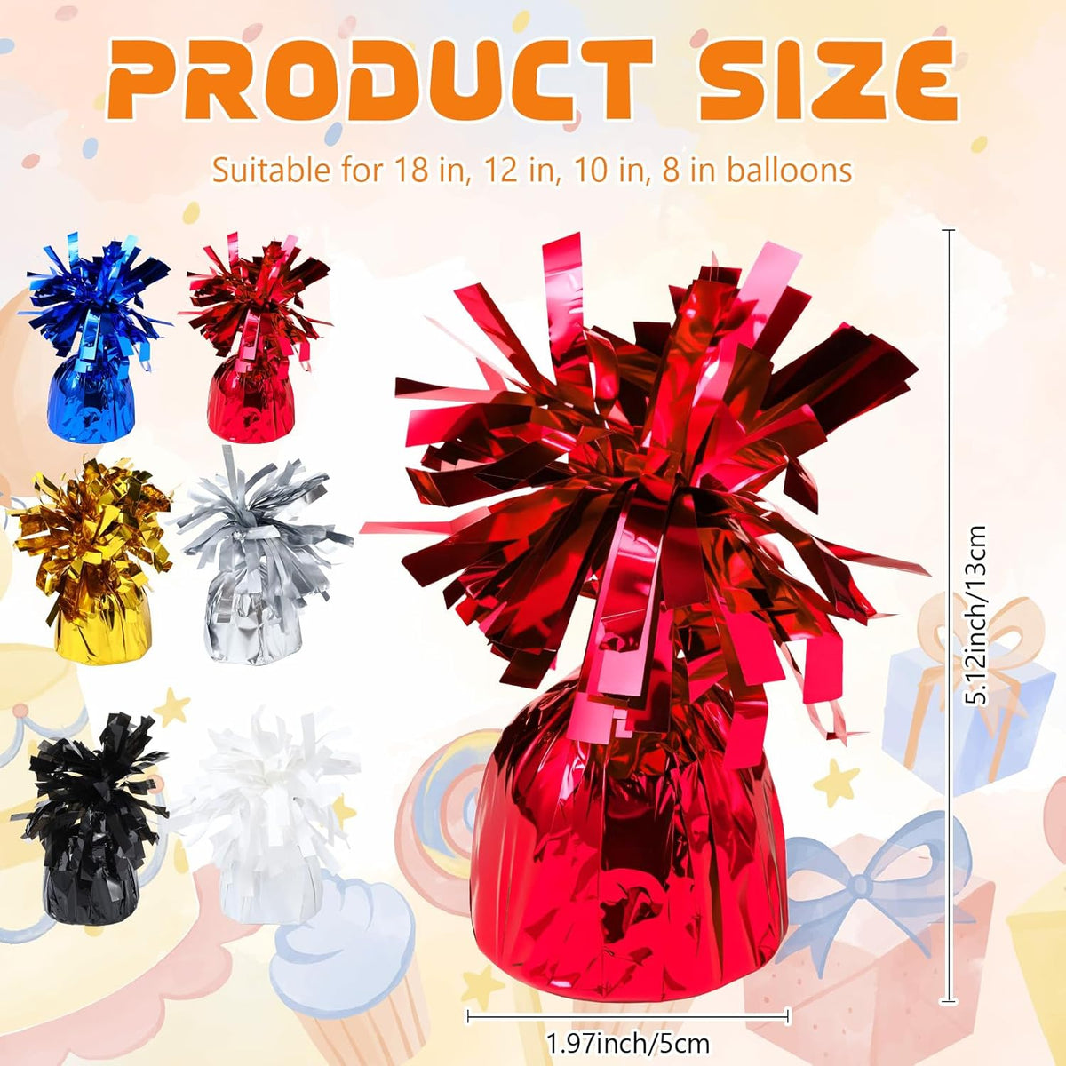 6 Pack Red Balloon Weights Metallic Holder Anchors Balloon Holder Weights for for Birthday 2025