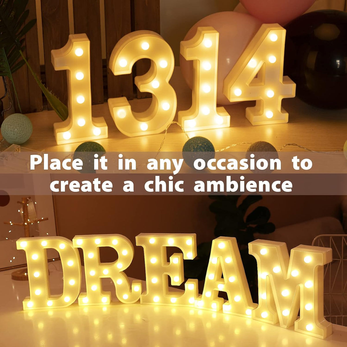 HXWEIYE Marquee Light Up Numbers-1, 8.5 Inch Decorative Letter Sign 26 Alphabet and 10 Number