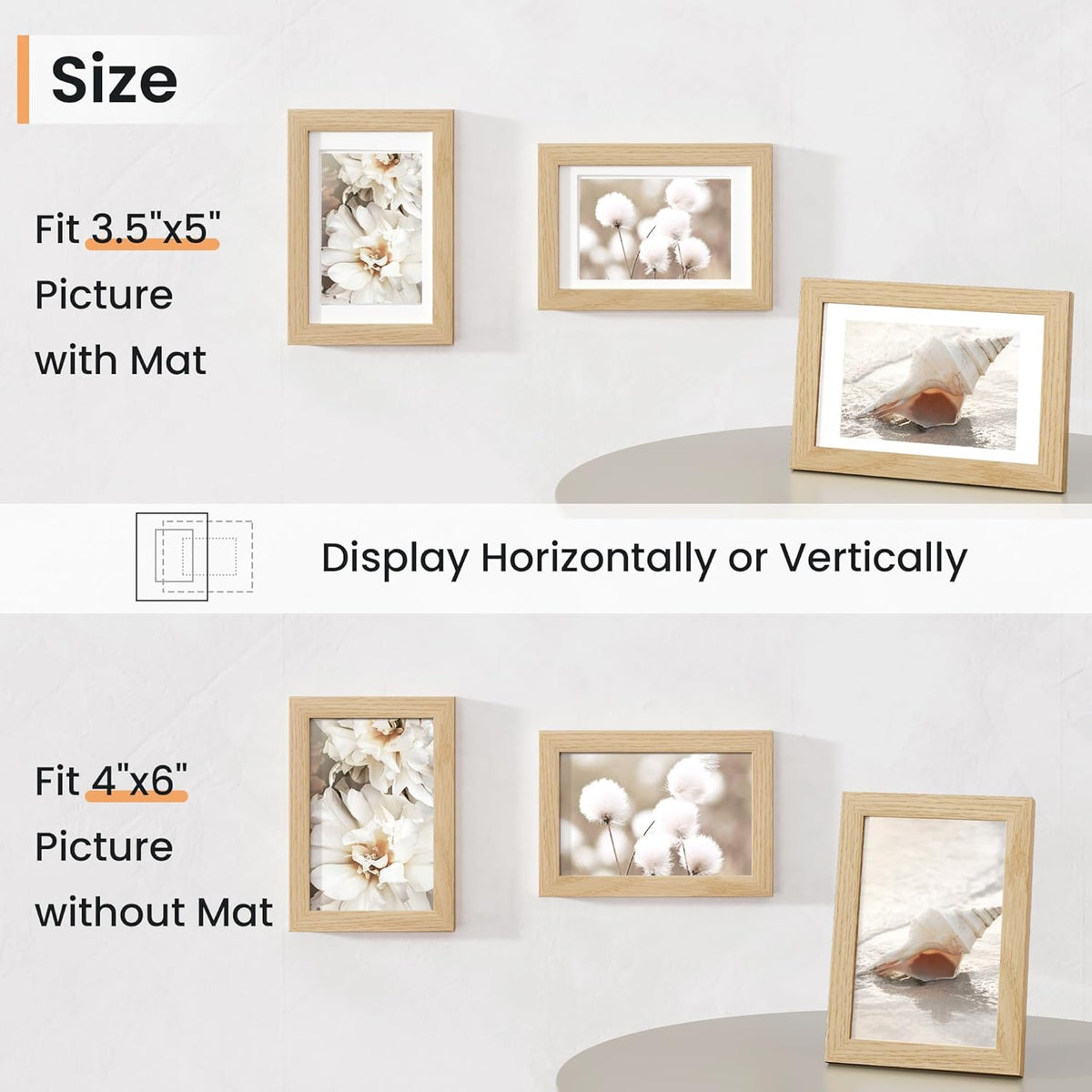 4x6 inch Picture Frame, 4x6 Photo Frames with 3.5x5 Removable Mat - High Definition Plexiglass