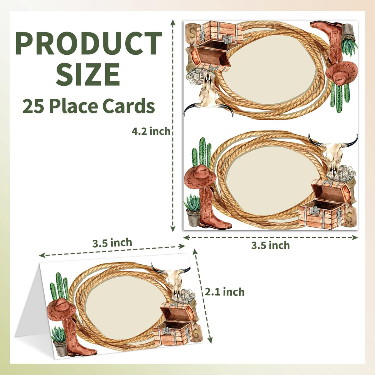 25 Western Cowboy Place Cards for Table Seating, Birthday Name Place Card, Tent Cards for Baby