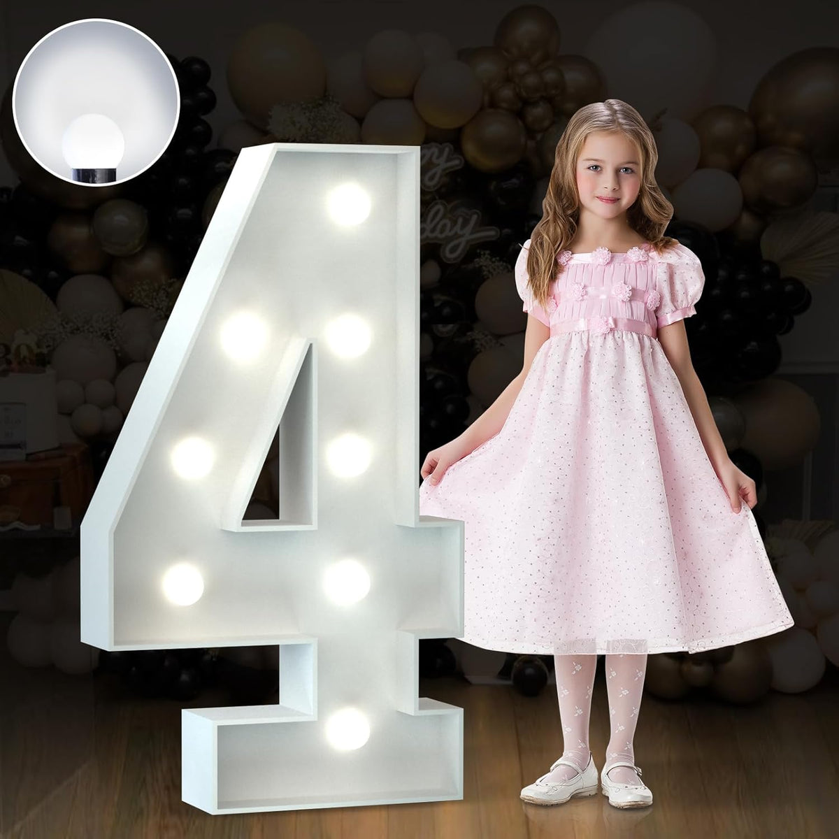 Marquee Numbers 3 Feet Tall Big Light Up Numbers 4 Year Old 14th 40th Birthday Decorations Girl Boy