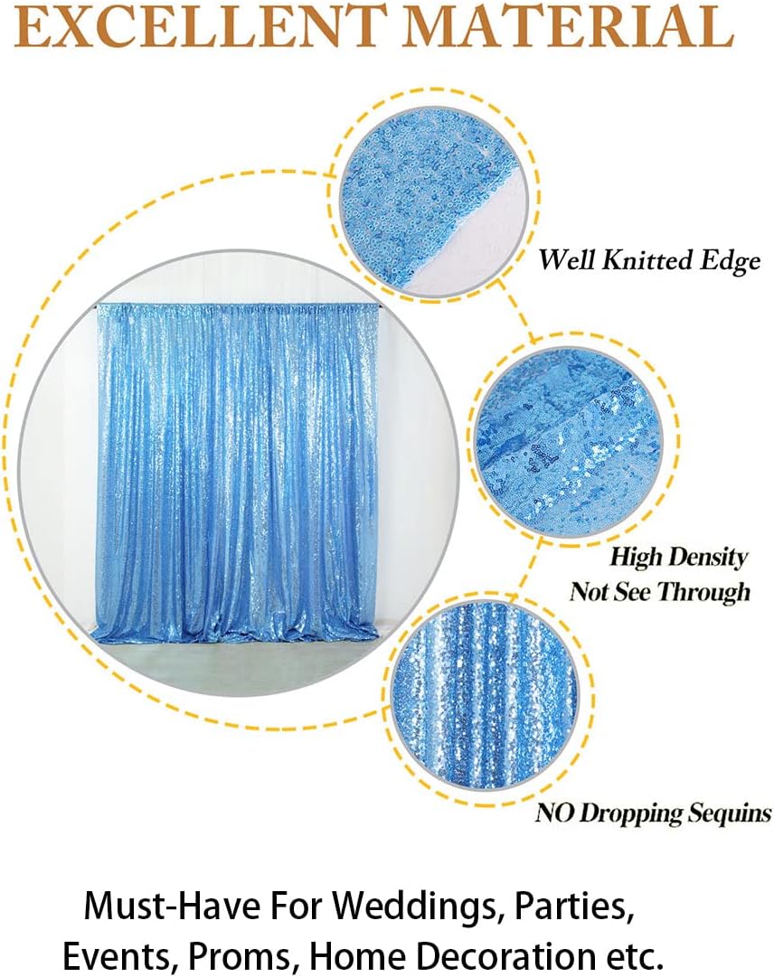 ShinyBeauty 10FTx10FT Baby Blue Sequin Backdrop | Sparkle Photo Background for Wedding & Baby