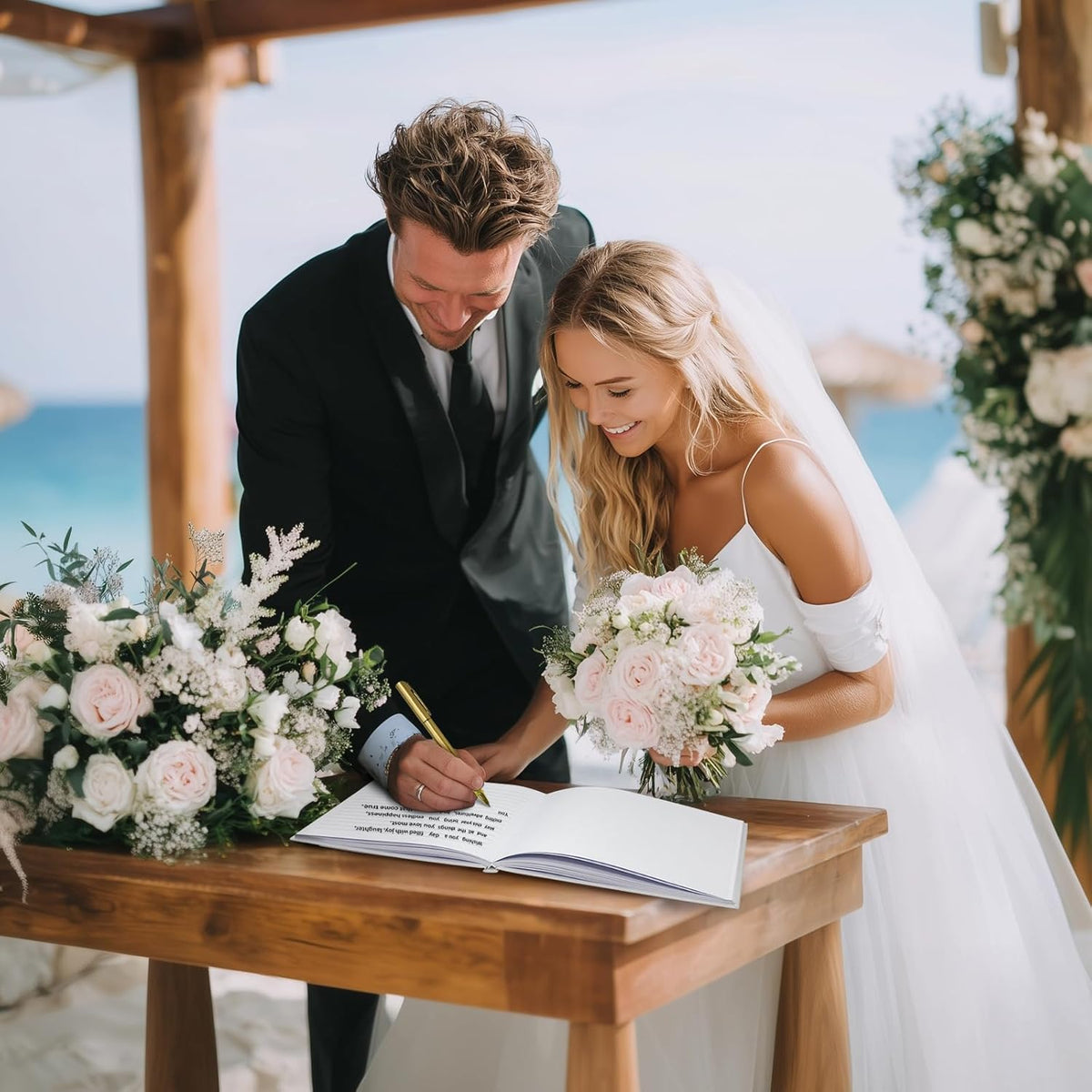 FREXISYN Wedding Butterfly Guest Book 9x7'' - Personalized Photo Guestbook with Pens for Reception